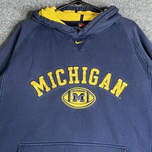 Vintage Nike Team Michigan Wolverines Football Hoodie Men's XXL Center Swoosh